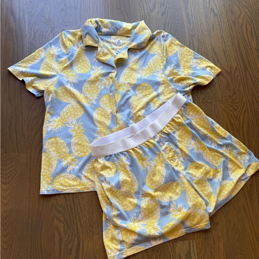 Echo Sleepwear Light Blue and Yellow Set size L elastic band